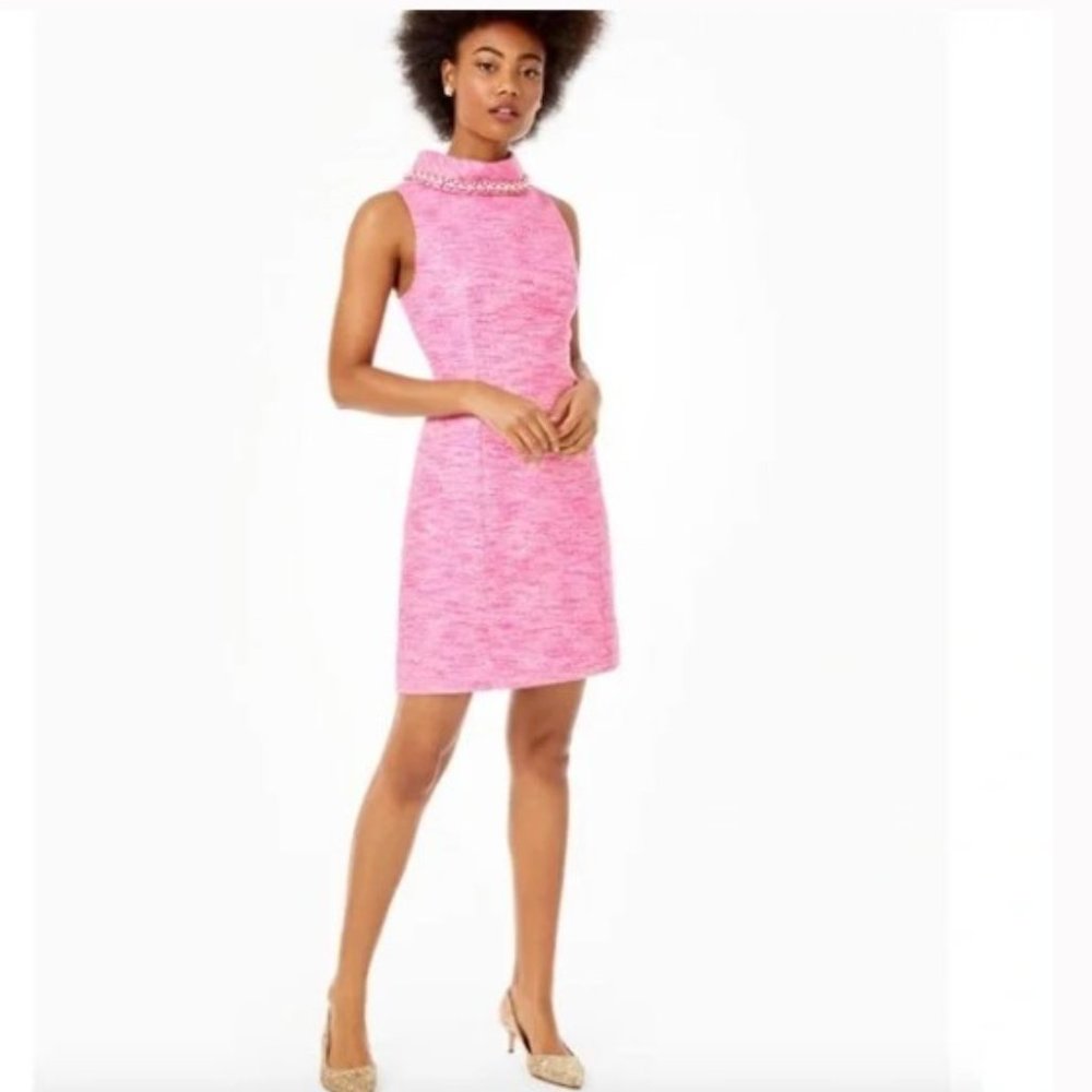 Lilly Pulitzer Portia Beaded Shift Dress in Pink - Size 12